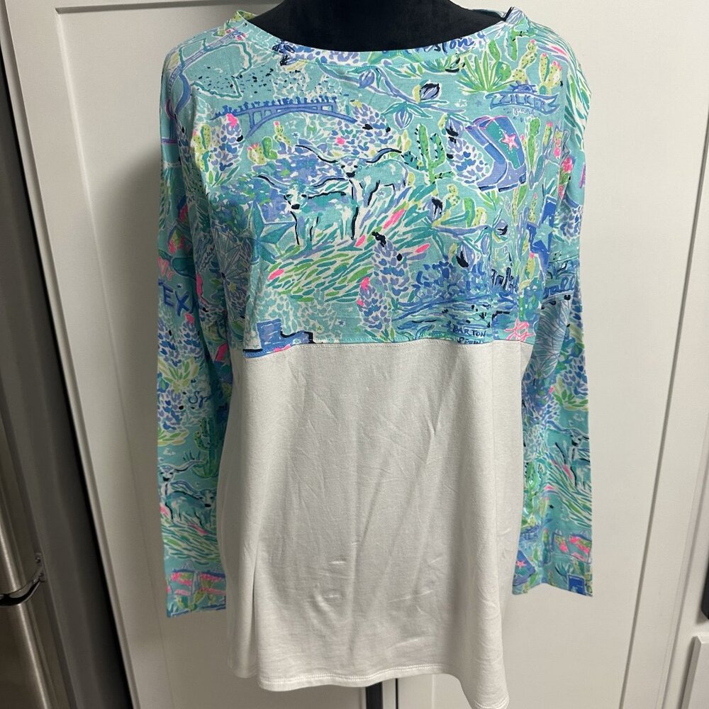 Lilly Pulitzer Finn Women's Top Multicolor Texas Theme Size L Texas